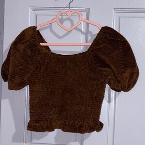 American Eagle Outfitters Chocolate Puff Sleeve Blouse